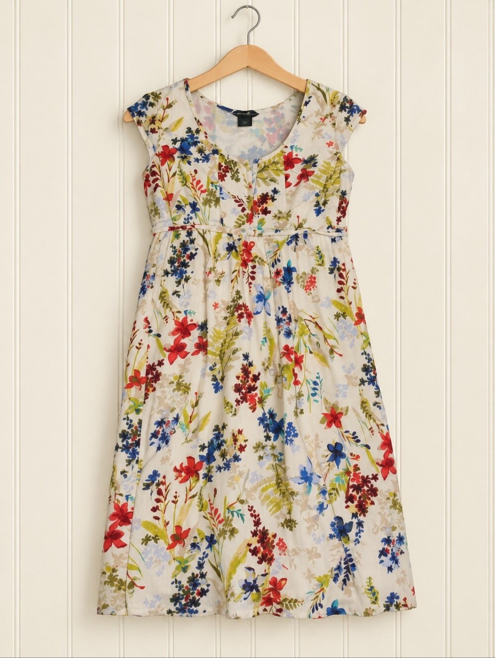 Eddie Bauer Women’s Floral Midi Dress Size 6 Cap Sleeve Cottagecore Summer